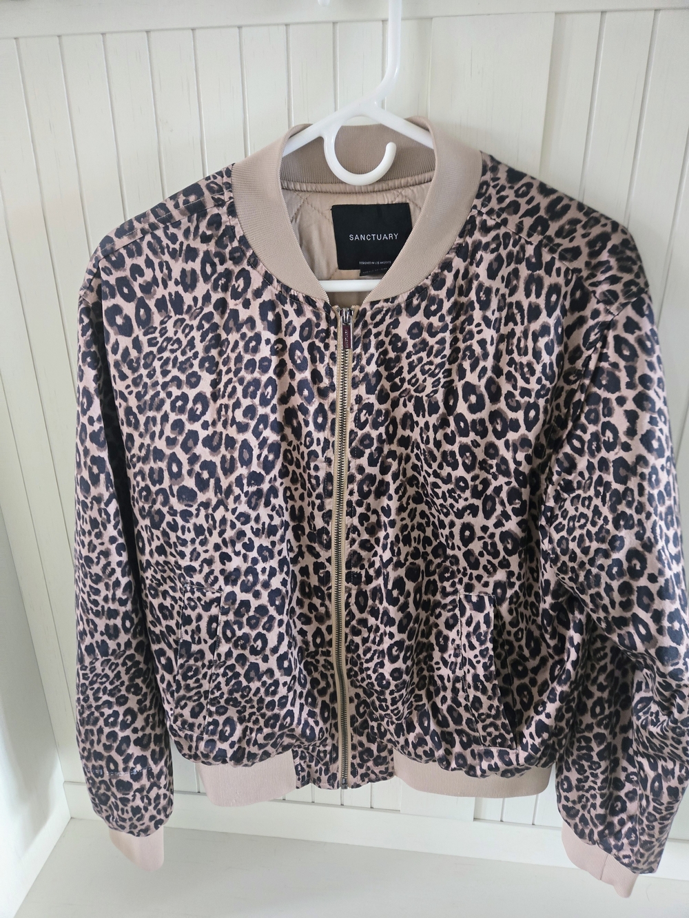 Sanctuary Monroe Sateen Leopard Quilted Bomber Jacket Size Small